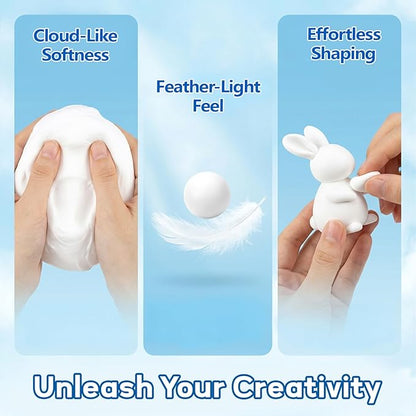 RAINFLOW White Foam Clay - Moldable Cosplay Foam Clay,Soft Squishy Molding,Perfect for Arts and Crafts Projects,Creative Art Supplies with Sculpting Tools