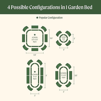 32" Extra Tall Raised Garden Bed Kits, 3.5 x 3.5 x 2.7ft Raised Planter Box Outdoor, 2 x 5 x 2.7ft Deep Root 4 in 1 Modular Metal Raised Beds for Gardening Vegetables Flowers Fruits - British Green