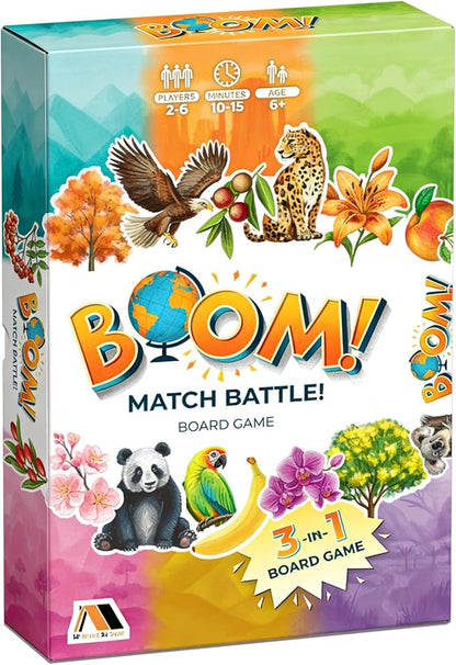 Boom Match Battle Board Game Ages 6+ 3-in-1 Board Games for Kids - Math Board Game, Classic Word Games - Family Fun for Kids & Adults - Card Games - Learning Activities - 3 in 1 Board Games for Kids