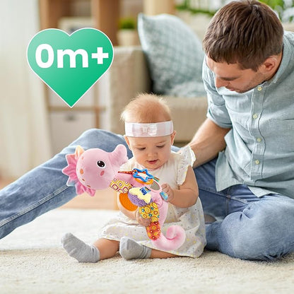 LIGHTDESIRE Baby Toys Sensory Musical Seahorse Infant Toys 0-6-12 Months | Stuffed Animals with Mirror|Crinkle|Rattle Baby Teething Toys Tummy Time for Newborn Boys Girls Shower Birthday Gifts