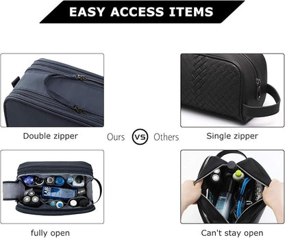 BAGSMART Toiletry Bag for Men, Travel Toiletry Organizer Dopp Kit Water-resistant Shaving Bag for Toiletries Accessories, Door Room Essentials,Navy Blue-medium