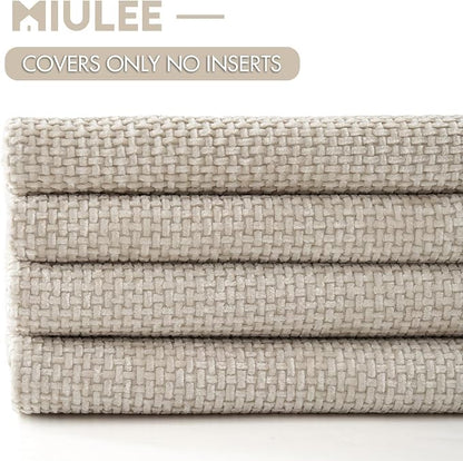 MIULEE Pack of 4 Couch Throw Pillow Covers 16x16 Inch Cream Soft Decorative Chenille Pillow Covers Farmhouse Accent Cushion Covers for Boho Spring Home Decor Sofa Bedroom Living Room