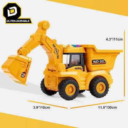 11" Dump Truck Toy, 1: 18 Scale, Inertia-Powered Dump Truck, with Realistic Lights, Rumbling Action, Anti-Slip Tires, Sturdy Plastic – Indoor & Outdoor Sandbox Vehicle for Kids Ages 3+ - Easter Gifts