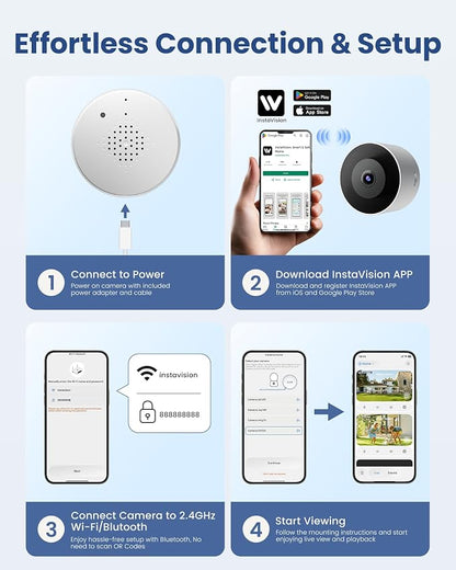 2K Window Camera, WiFi 6 Indoor Camera for Home Security, Full-Color Night Vision, Motion Detection, Anti-Glare Through Glass, No Drill, 24/7 Recording, Renter-Friendly