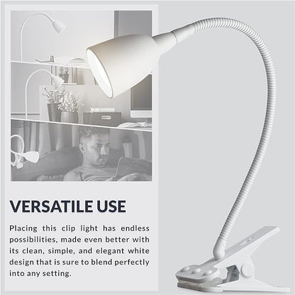 Newhouse Lighting NHCLP-OL-WH Olivia LED Clamp Light Desk Lamp with Flexible Gooseneck, 3 Brightness Levels & 3 Color Modes, White
