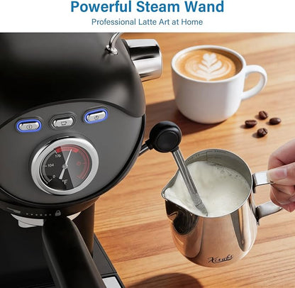 XIXUBX Espresso Machine, Compact Espresso Maker with Milk Frother | 20-Bar Pump, PID Control, Low Vibration Coffee Maker, for Small Kitchen, Home, Brews Latte, Cappuccino