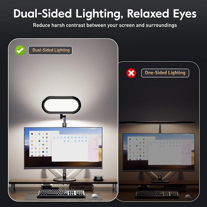 LitONES Premium LED Desk Lamp, Dual-Sided Soft Lighting with Knob Remote | Eye-Caring Diffused Light for Home Office, Video Conferencing, Zoom, Reading, Study, Craft, Stepless Dimming & Color, Memory