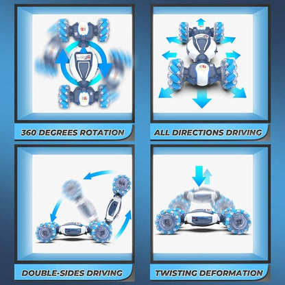 Gesture Sensing RC Stunt Car - Boys Toys Age 6-12, 360° Rotating 4WD Hand Controlled Remote Control Twist Car with Light & Music, Cool Birthday Presents and Ideas Gifts for Kids Age 7 9 10 11 12 yr