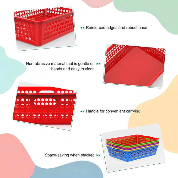 QRRICA 12 Pack Plastic Classroom Storage Baskets, Paper Trays for Classroom Organization & Turn in Trays for Teachers, Students, Desk Organizer Bin 13.8x10.6x3.1 Inch