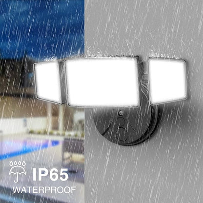 Onforu 75W Flood Lights Outdoor, 7000LM Brightness Security Lights Switch Controlled, 3 Adjustable Heads, IP65 Waterproof, 6500K Wall Mount Exterior LED Flood Light