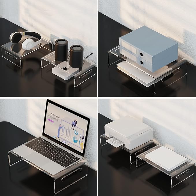 Zimilar 2 Pack Monitor Stand Riser, Acrylic Monitor Stand for Computer, Laptop, Printer, Notebook, Premium Clear Laptop Stand Acrylic Monitor Riser for Home Office, Monitor Stands for 2 Monitors | Laptop, Printer, Notebook, Premium Clear Laptop Stand A...