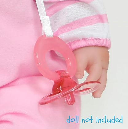 JC Toys | Pink Bear Onesie | Baby Doll Outfit + Hat + Pacifier | | Ages 2+ | Fits Dolls 12"- 14"
