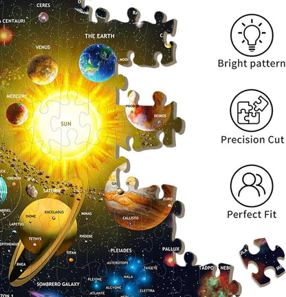 Puzzles for Kids Ages 6-8 and 8-10, 200 Piece Solar System Planets Learning Educational Jigsaw Puzzles, Educational Learning Toy for Boys and Girls