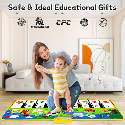 M SANMERSEN Piano Mat - 53" x 23" Musical Mat 8 Animals Sounds Dance Mat for Kids Touch Play Dancing Mat Toy Gifts for 1 2 3 4 5 6 Year Old Girls Boys Toddlers