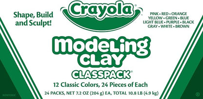 Crayola Modeling Clay Classpack (24 Packs), 12 Colors, Nontoxic, Teacher Classroom Must Haves, School Supplies for Kids
