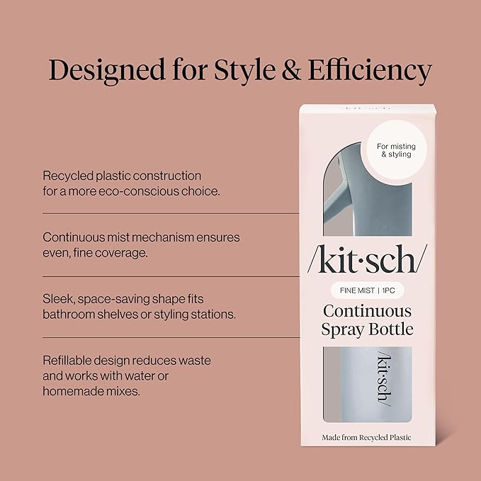 Kitsch Continuous Spray Bottle for Hair – Haze Blue, 150ml | Fine Mister Spray Bottle & Water Spray Bottle – Recycled Hair Spray Bottle – Spray Bottles for Cleaning, Styling, & More