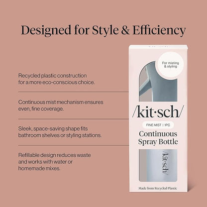 Kitsch Continuous Spray Bottle for Hair – Haze Blue, 150ml | Fine Mister Spray Bottle & Water Spray Bottle – Recycled Hair Spray Bottle – Spray Bottles for Cleaning, Styling, & More
