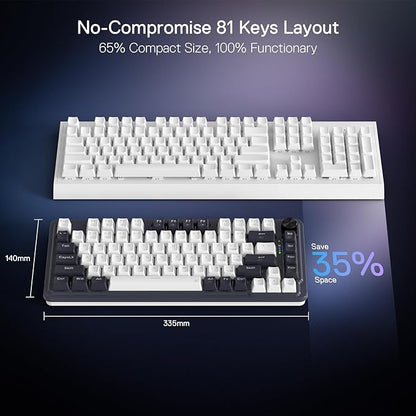 Redragon K673 PRO Wireless 81-Key RGB Gasket Gaming Keyboard, Scroll Knob | Multi-Function Control Wheel, 0-Delay Tri-Mode, Cushioned 5-Layer Noise Dampening for Creamy Thocky Sound, Compact 80% Size