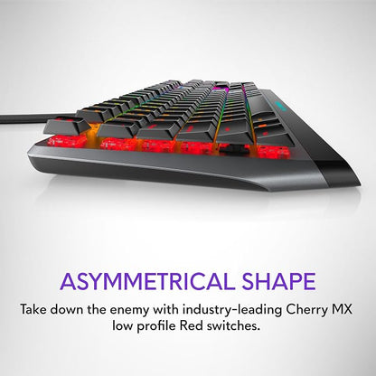 Alienware Low-Profile RGB Gaming Keyboard AW510K, AlienFx Per Key RGB LED Color Backlighting, Media CONTROLS & USB Passthrough, Cherry MX Low Profile Red Switches | USB, Numeric Keypad, Adjustable Height, Media Hot Keys, Dark Side of the Moon, Gaming R...