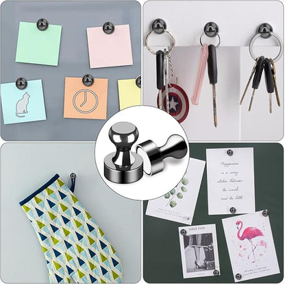 LOVIMAG Fridge Magnets 60Pcs, Magnet for Refrigerator Whiteboard, Black | Small Strong Neodymium Metal Cute Push Pin for Classroom, Kitchen, Accessories Decorative, Office, Calendar