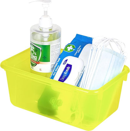 Storex Small Cubby Bins – Plastic Storage Containers for Classroom, 12.2 x 7.8 x 5.1 inches, Candy Yellow, 5-Pack (62476A05C)