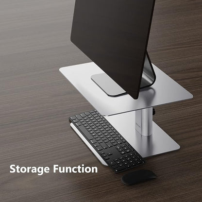 Nillkin Monitor Stand for Desk, Adjustable Height Computer Monitor Stand | Ergonomic Aluminum Computer Stand for Desktop | iMac, Studio Display XDR, Dell, HP, Lenovo, Other Screen Display | Silver