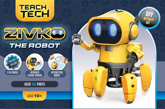 Elenco Teach Tech “Zivko The Robot”, Interactive A/I Capable Robot with Infrared Sensor, STEM Learning Toys for Kids 10+, includes Assembly Parts
