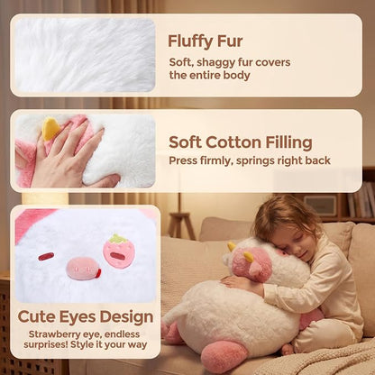 Weighted Stuffed Animals 4.0 Lbs – Weighted Strawberry Cow Plush, Weighted Plush Animals for Kids, Cow Weighted Pillow, Birthday Gifts for Women, Girls and Males (23 inch)