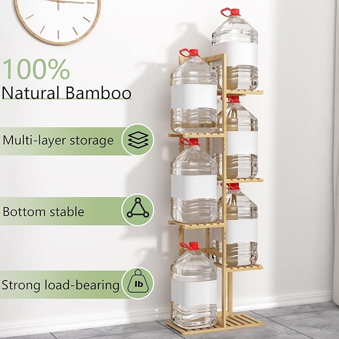 Laiensia Bamboo Plant Stand Rack 6 Tier,Multiple Stand Holder Shelf Rack, Indoor&Outdoor Planter Display Shelves for Patio Garden, Living Room, Corner Balcony and Bedroom,Wood Color