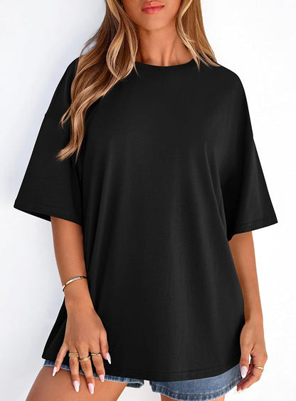 PRETTYGARDEN Womens 2026 Spring Going Out Tops Casual Short Sleeve Crewneck Loose Fit Basic Oversized T Shirts Summer Outfits