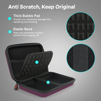 Deep Purple Carrying Case - GLCON Hard Storage Case Electronics Organizer Tech Pouch for Hard Drive, Power Bank, Cell Phone, Charger Enclosure - Portable Travel Pouch Bag with Carabiner
