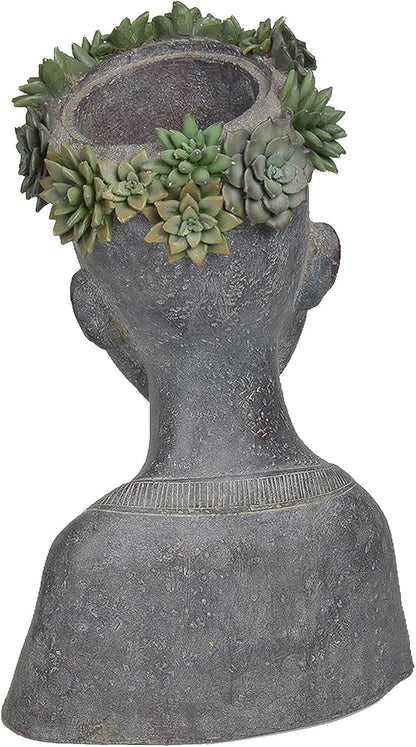 Newman House Studio Face Cactus Succulents Planter Pot - Indoor Outdoor Planter with Drainage Hole Garden Statues Cute Plants Pot Flower Pot Farmhouse Decor 11 * 8.5 * 16.5 inch