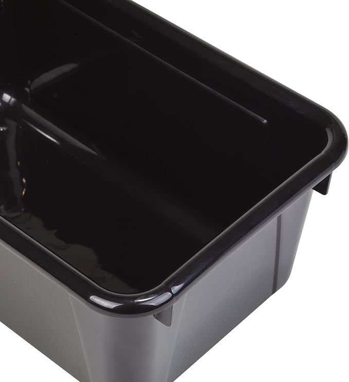 Storex Small Cubby Bins – Plastic Storage Containers for Classroom, 12.2 x 7.8 x 5.1 inches, Black, 5-Pack (62466A05C)
