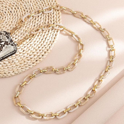 Phone Crossbody Chain Cell Phone Lanyard,Acrylic Shouder Strap Universal Cellphone Chain Strap with Tether Patches Compatible with Most Phones Bag Purse Beige