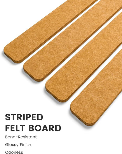 Fluxynara 13" x 2" Felt Wall Panels, Sunset Yellow | 5-Pack Cork Board Alternative with 35 Push Pins, Adhesive Mounting for Bedroom Door or Home Office
