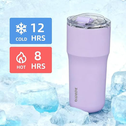 BJPKPK 20oz Spill Proof Coffee Tumbler, Insulated Stainless Steel Cup | Double Wall Vacuum, Leakproof Lid, Keeps Hot/Cold/Iced, BPA Free, Dishwasher Safe, Cupholder, Travel, White