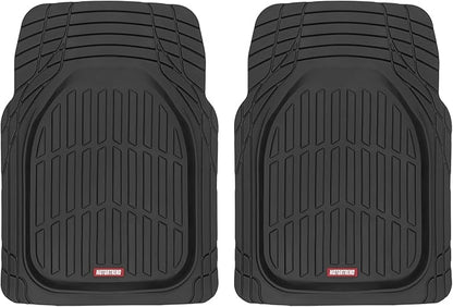 Motor Trend -2 Piece Front Car Floor Mats- Black FlexTough Contour Liners-Deep Dish Heavy Duty Rubber Floor Mats for Car SUV Truck & Van-All Weather Protection, Universal Trim to Fit
