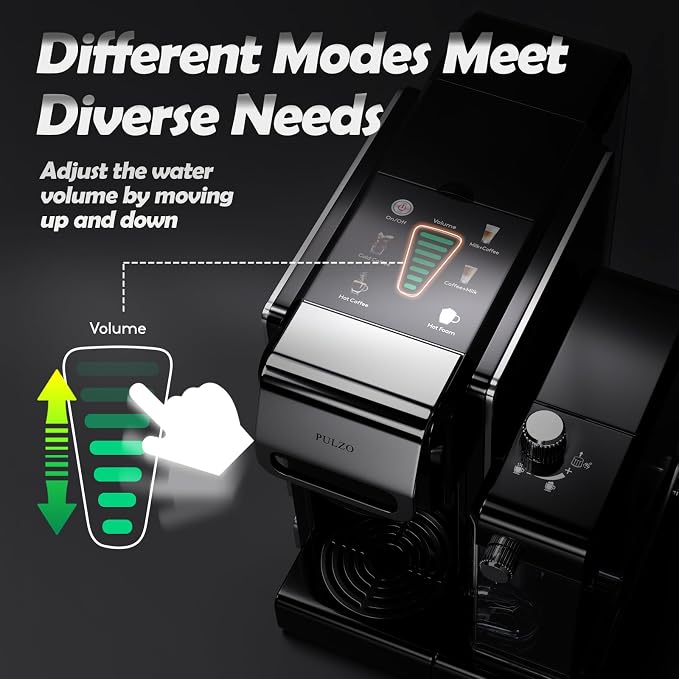 PULZO Espresso Machine with Automatic Milk Frother,capsule coffee maker | Coffee Maker,Automatic Espresso Machine for K*cup Capsule/Ne*s Original/Ground Coffee, One Touch Latte & Cappuccino