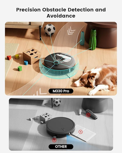 Lefant Robot Vacuum and Mop, 450ml Visible Dustbin, Upgraded 190° PSD Obstacle Avoidance, Customized Cleaning, Multi-Floor Mapping, 150 Mins Runtime, 2.4G/5G WiFi, Pet Hair & Carpets, M330 Pro