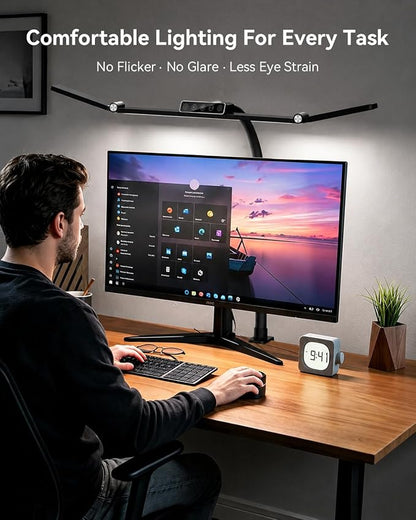 LED Desk Lamp Clamp 24W Adjustable Neck Touch Remote Control | 24W Ultra Bright LED Lighting, Flexible Adjustable Clamp Design, Flexible Adjustable Clamp Design
