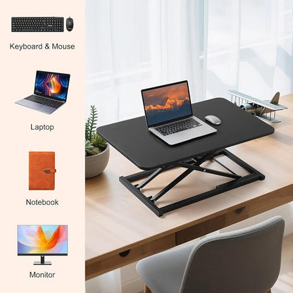 Standing Desk Converter Adjustable Height,Keyboard Riser for Stand Up Desk Riser,Computer Keyboard Stand for Desktop,Ergonomic Sit Stand Computer Workstations Black Size 23.6 Inch