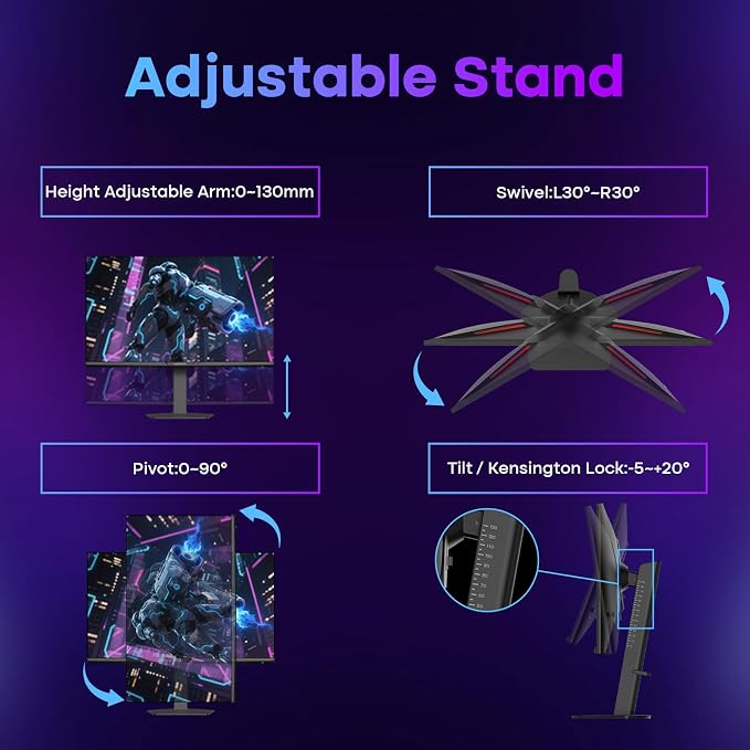 Amzfast 27" 4K Gaming Monitor, UHD 160Hz/FHD 320Hz Dual Mode, Fast IPS, 1ms MPRT, Height Adjustable, HDR400, 126% sRGB, HDMI 2.1, DP 1.4, PIP/PBP, Adaptive Sync, VESA 100x100 – AMZG27F6U