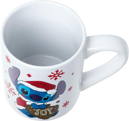 Silver Buffalo Disney Lilo and Stitch Santa Glitter, Ceramic Mug, 14oz | Dressed as, Christmas, Holiday Joy, 0.4 Liters
