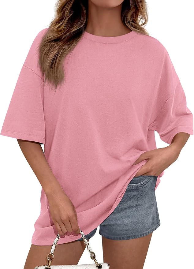 PRETTYGARDEN Womens 2026 Spring Going Out Tops Casual Short Sleeve Crewneck Loose Fit Basic Oversized T Shirts Summer Outfits