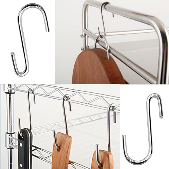 30 Pack 3 Inch S Hooks Heavy Duty Pan Pot Holder Rack Hooks Hanging Hangers S Shaped Hooks for Kitchenware Pots Utensils Clothes Bags Towels Plants