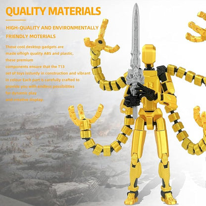 T13 Already Assembled Action Figure Accessories,T13 Multi-Jointed Movable,for Collectors Desktop Decorations t-13 Movability 3D Printed Toys (Yellow, 5.5inch)