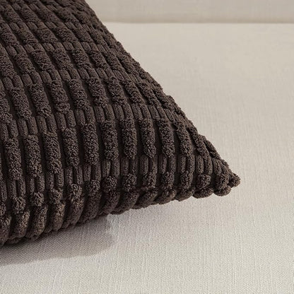 Fancy Homi 4 Packs Decorative Throw Pillow Covers for Living Room Couch Bed, Modern Farmhouse Boho Home Décor Accent Cushion Case, 12" x 12", Dark Brown