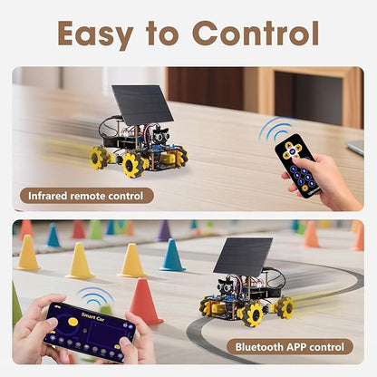 Robotics Kit for Kids Ages 8–12,ACEBOTT STEM Robot Car with Solar Powered,Compatible with Arduino & Scratch,STEM Toys for Boys Ages 8–12,App & Remote Control,Programmable ESP32, for Boys and Girls