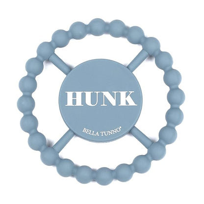 Bella Tunno Happy Teether for Boy - Soft & Easy Grip Teething Ring Perfect for Babies and Teething Toys to Help Soothe Gums, Non-Toxic, BPA Free Silicone Teether, Hunk in Blue