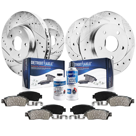 Detroit Axle - Brake Kit for Subaru 2006-2009 Legacy 2005-2009 Outback Drilled & Slotted Disc Brakes Rotors Ceramic Brakes Pads